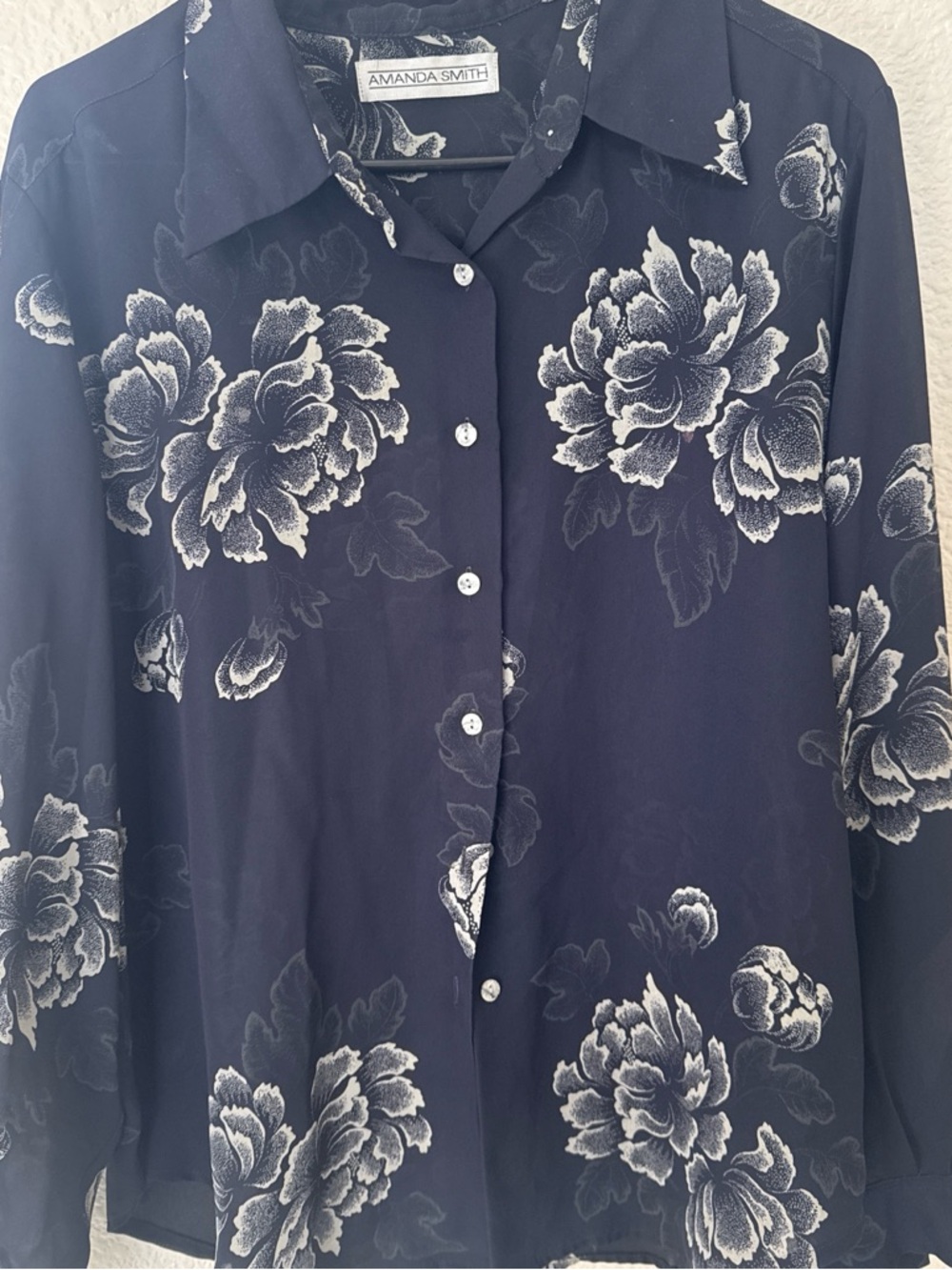 Amanda Smith Navy Floral Button-Down Shirt